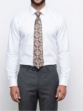 Balmain %100 silk Plaid Gray and Brown Men's Tie